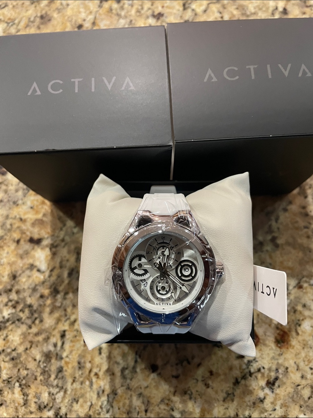 Ativa White Silicone Strap Watch with Silver Buckle Accent